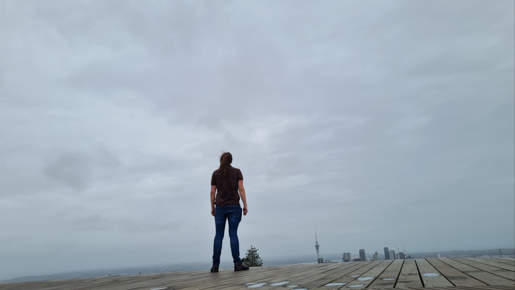 Standing on top of Mt Eden in Auckland
